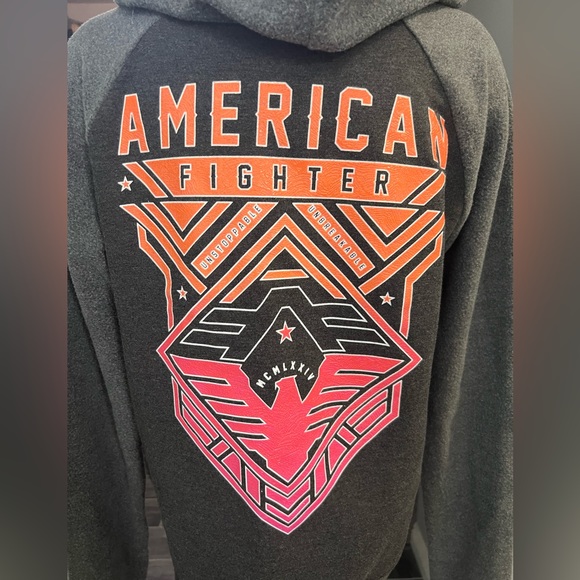 American Fighter Gray and Pink Hoodie - Picture 8 of 9